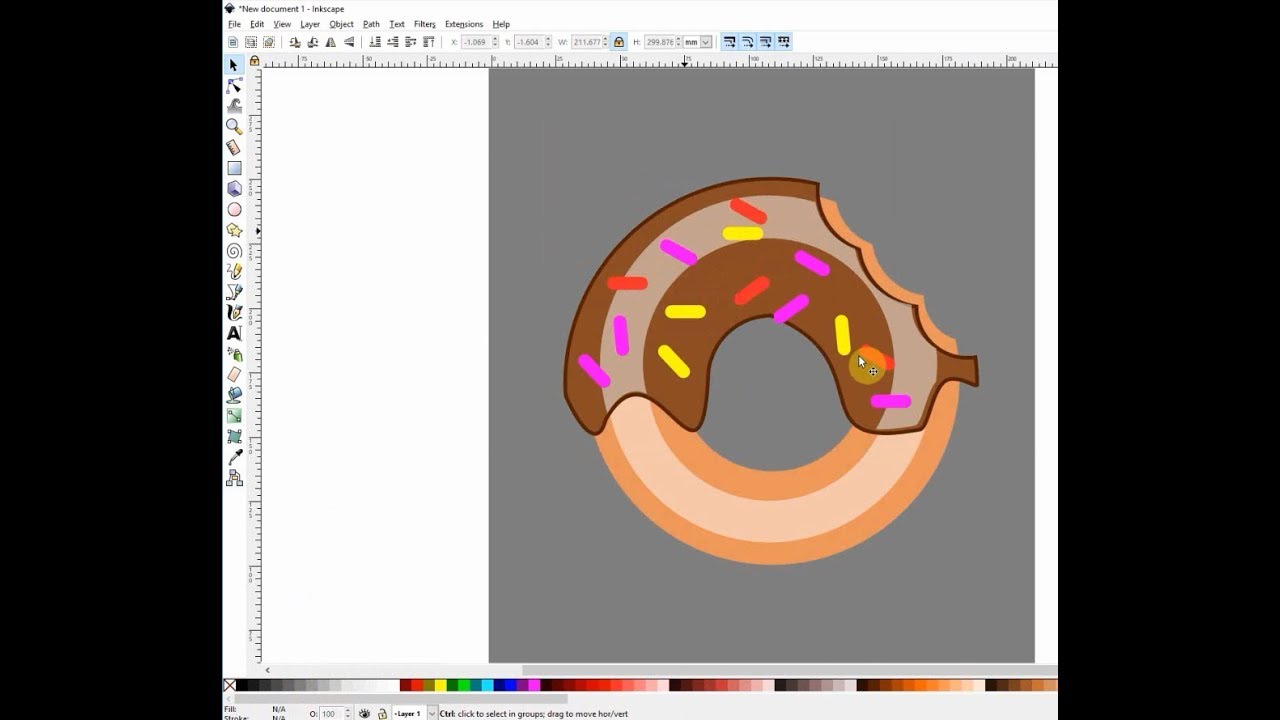 graphic design tutorial for beginners  inkscape draw donut
