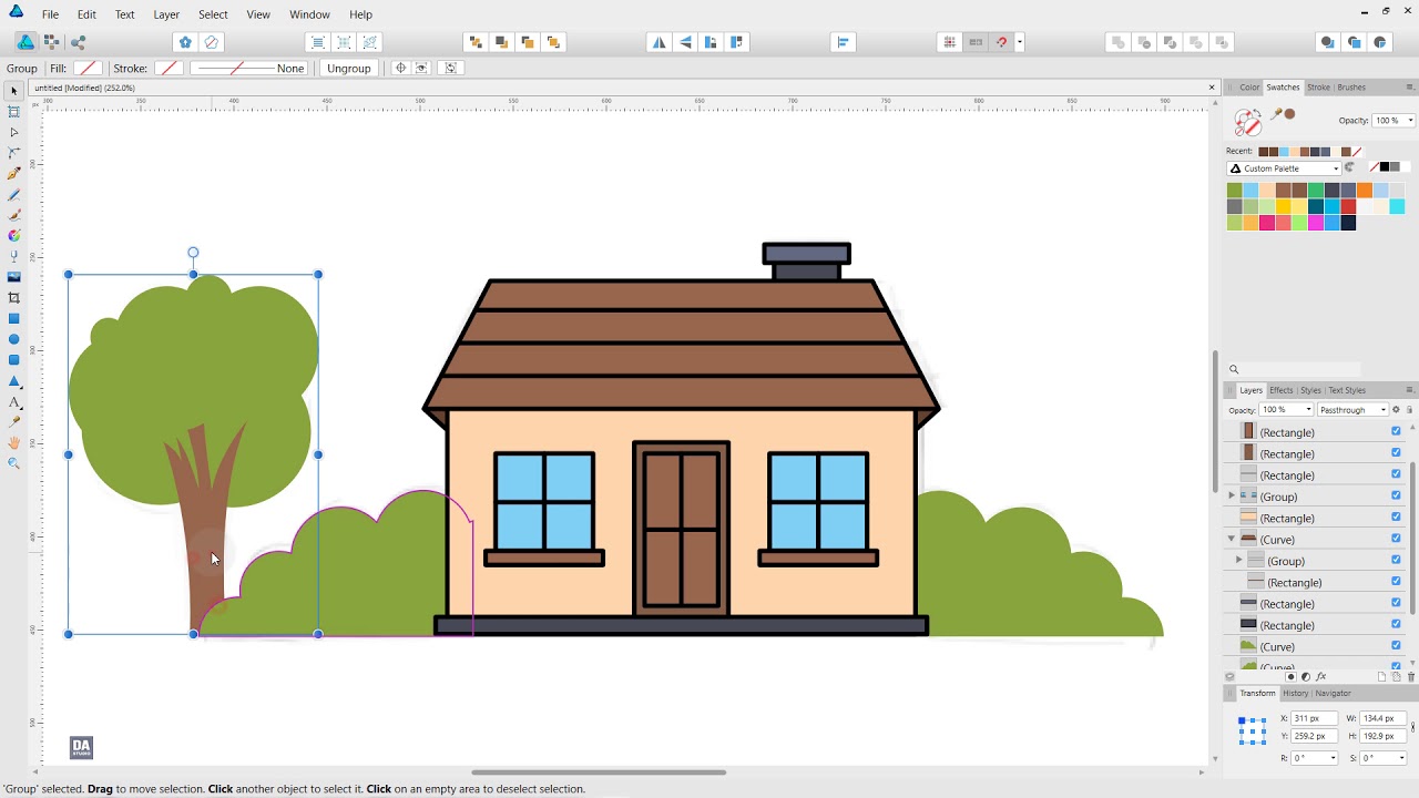 Flat House Graphic Design (Speed Video) Affinity Designer