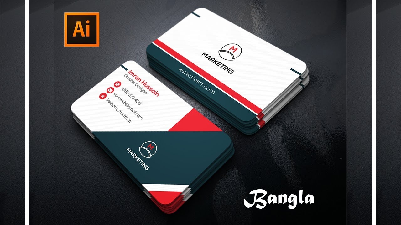 Professional Business Card Design in Adobe illustrator । A to Z Bangla