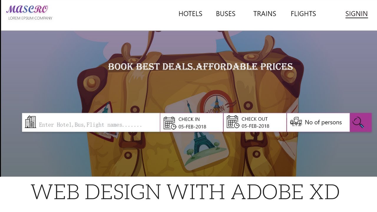 UI Web design with Adobe Xd || Travel website design
