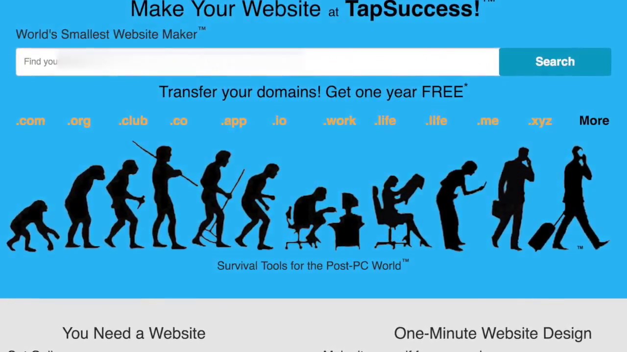 One-Minute Website Design at TapSuccess