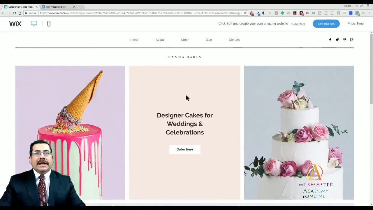 Celebration Cake Template from Wix – Web Design – Tutorial