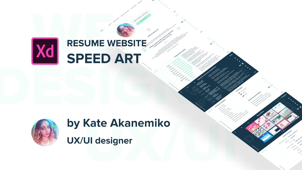 Adobe XD Web design Speed Art: Resume website