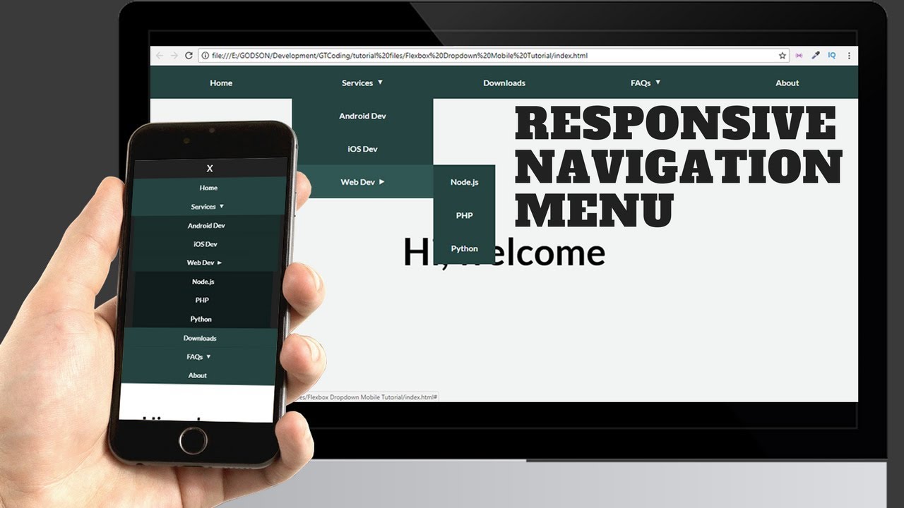 Responsive Mobile Dropdown Navigation Tutorial | Web Design Tutorial