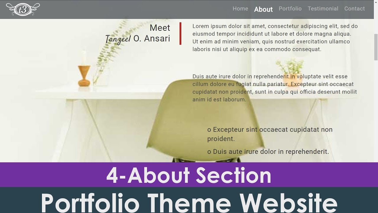 4/15: About Section | Create Portfolio Theme Bootstrap Website | HTML5 & Bootstrap4