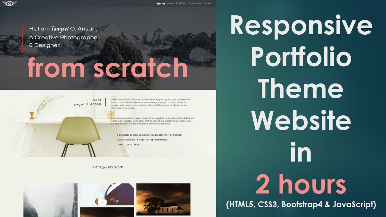 1/15: Create Responsive Animated Flat Website using HTML5, CSS3 & Bootstrap4 | Portfolio Theme