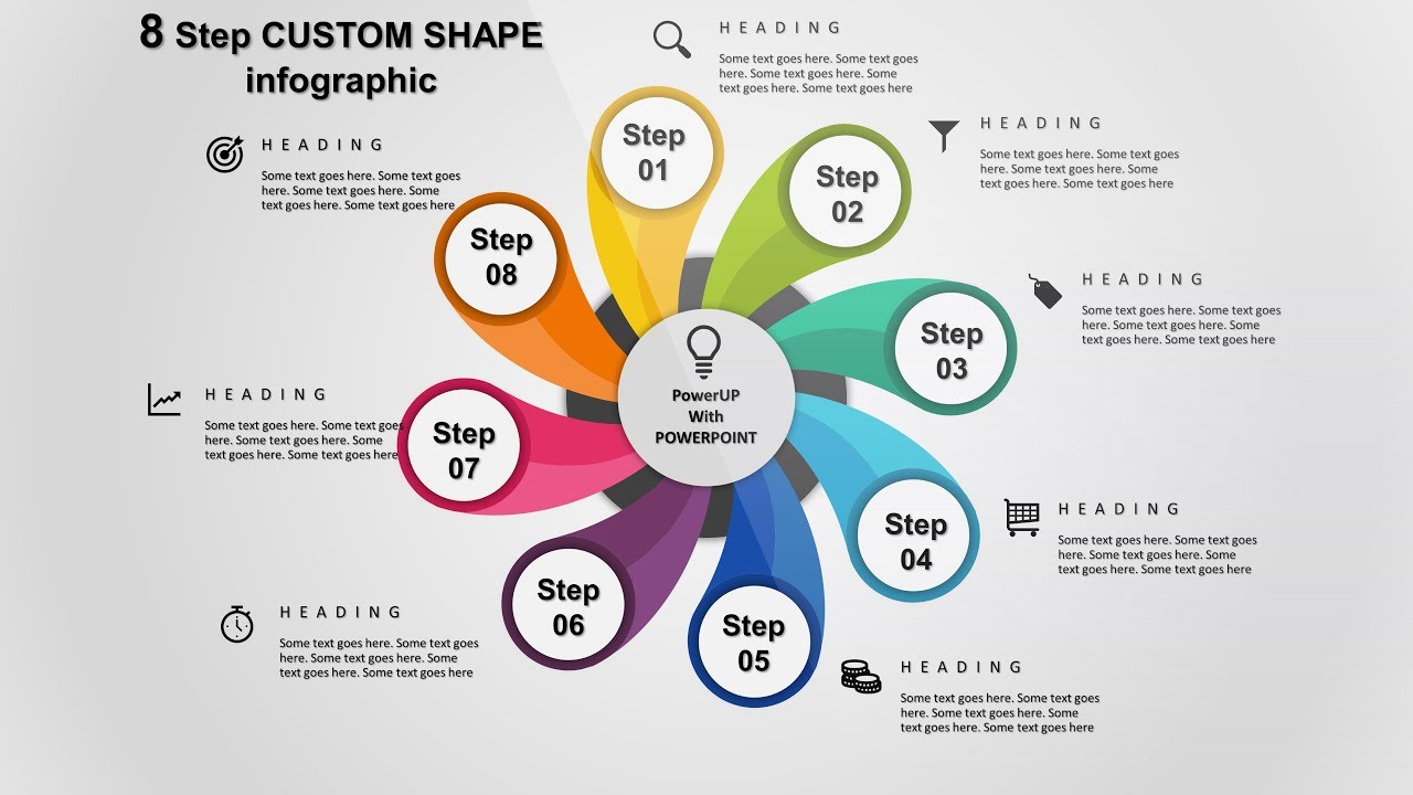 9.Create 8 step CUSTOM SHAPE infographic/PowerPoint Presentation/Graphic Design/Free Template