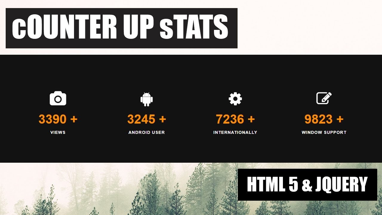 Animating counter up stats for website  design using Html5 & Counter up JQuery plugin